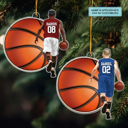 Custom Basketball Acrylic Christmas Ornament, Personalized Awesome Basketball Player Acrylic Ornament For Basketball Lover, Christmas, New Year