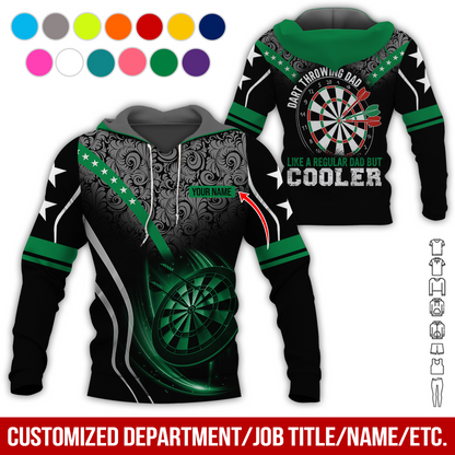 Customized Name Darts Tropical Pattern Hoodie, Like A Regular Dad But Cooler Hoodie, Perfect Gift For Darts Lovers, Darts Player