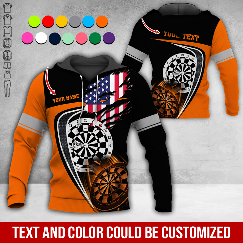 Customized American Flag Darts Premium Hoodie, Personalized Name & Text Darts Premium Hoodie, Perfect Gift For Darts Lovers, Friend, Family