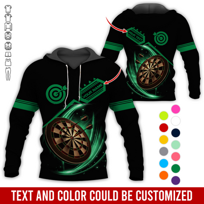 Customized Name & Team Name Darts Premium Hoodie, Darts Pattern Shining Black Hoodie, Perfect Gift For Darts Lovers, Friend, Family
