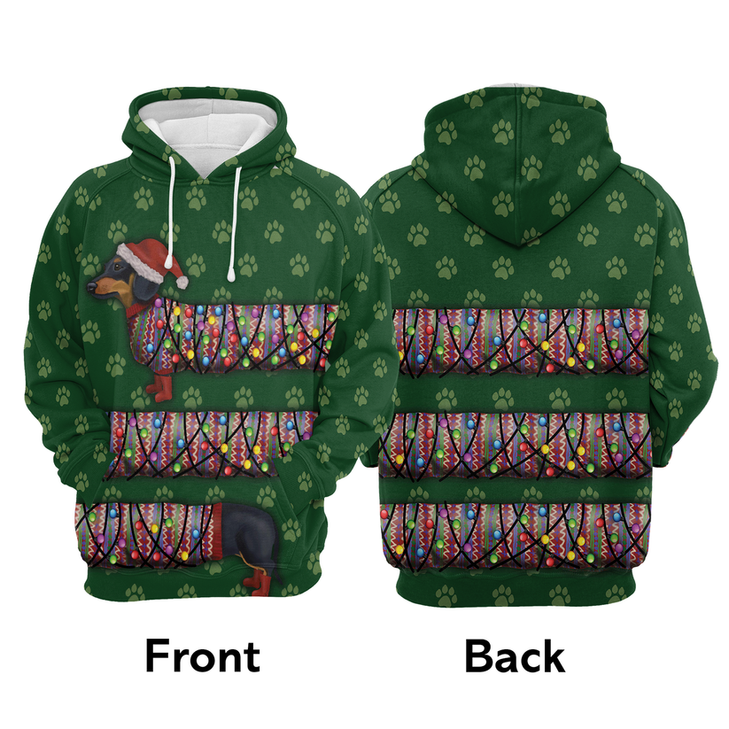 Dachshund Xmas Premium Christmas Hoodie, Dachshund Lights Christmas Unisex Hoodie For Men & Women - Perfect Gift For Christmas, Dachshund Lovers