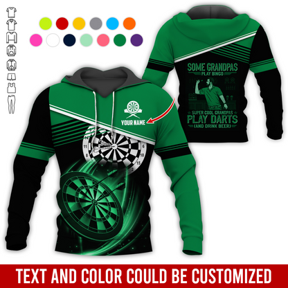 Customized Name & Text Darts Grandpa Premium Hoodie, Super Cool Grandpas Play Darts & Drink Beer Hoodie - Gift For Darts Lovers, Darts Players