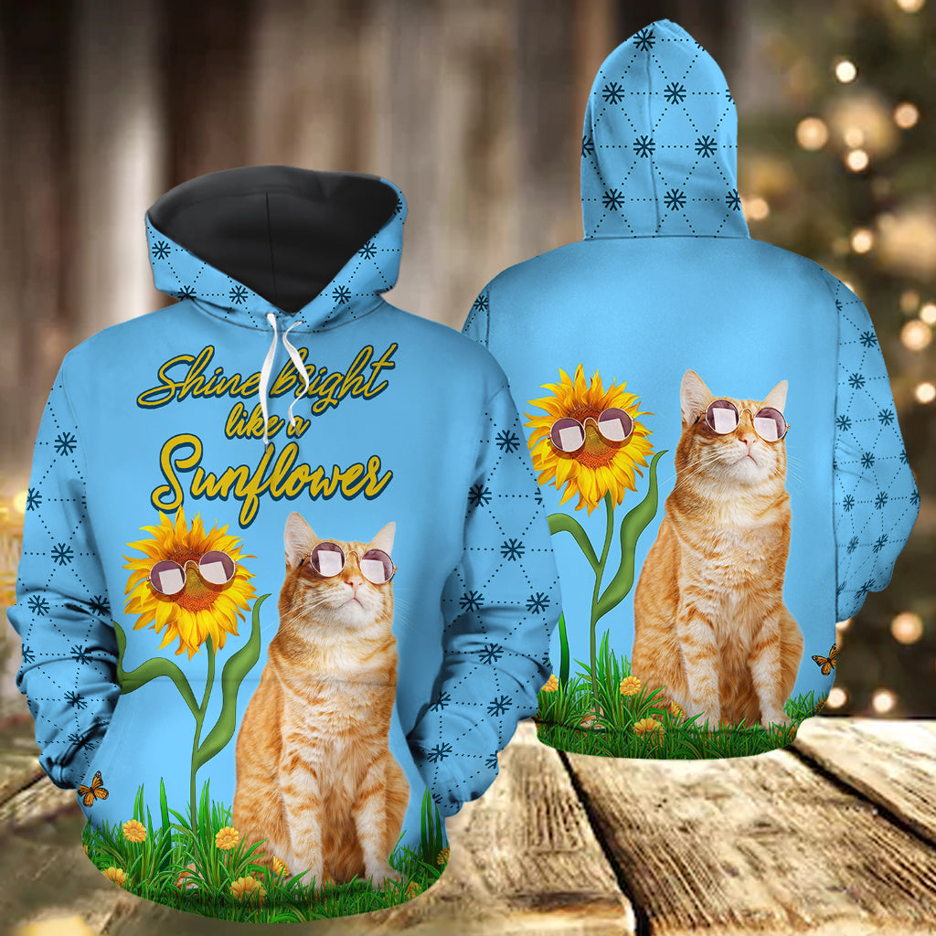 Sunflower Cat Pullover Premium Hoodie Shine Bright like A Sunflower, Perfect Outfit For Men And Women On Christmas New Year Autumn Winter