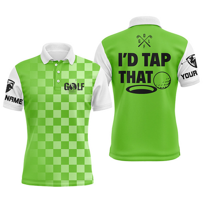 Custom Golf Long Sleeve Men Polo Shirt - Custom Name Gingham Pattern Apparel, I'd Tap That Men Polo Shirt - Perfect Polo Shirt For Men, Golfers