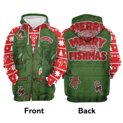 Fishing Premium Christmas Hoodie, Merry Fishmas Unisex Hoodie For Men & Women - Perfect Gift For Christmas, Friends, Family, Fishing Lover