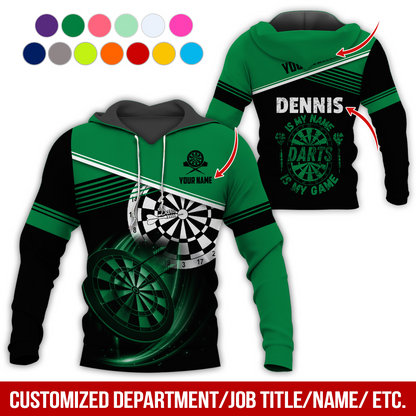 Customized Name & Text Darts Skull Premium Hoodie, Is My Name Player Darts Hoodie, Perfect Gift For Darts Lovers, Darts Player