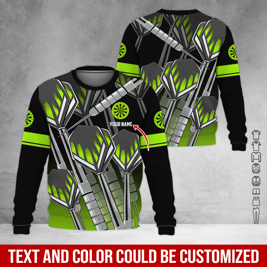 Customized Name & Text Darts Sweatshirt, Darts Pattern Shirts For Men & Women - Gift For Darts Lovers, Friend, Family
