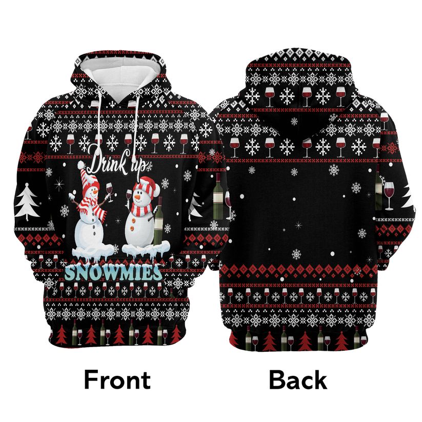 Snowman Premium Christmas Hoodie, Drink Up Snowmies Merry Christmas Unisex Hoodie For Men & Women - Perfect Gift For Christmas, Snowman Lovers