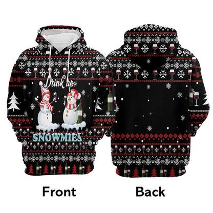 Snowman Premium Christmas Hoodie, Drink Up Snowmies Merry Christmas Unisex Hoodie For Men & Women - Perfect Gift For Christmas, Snowman Lovers