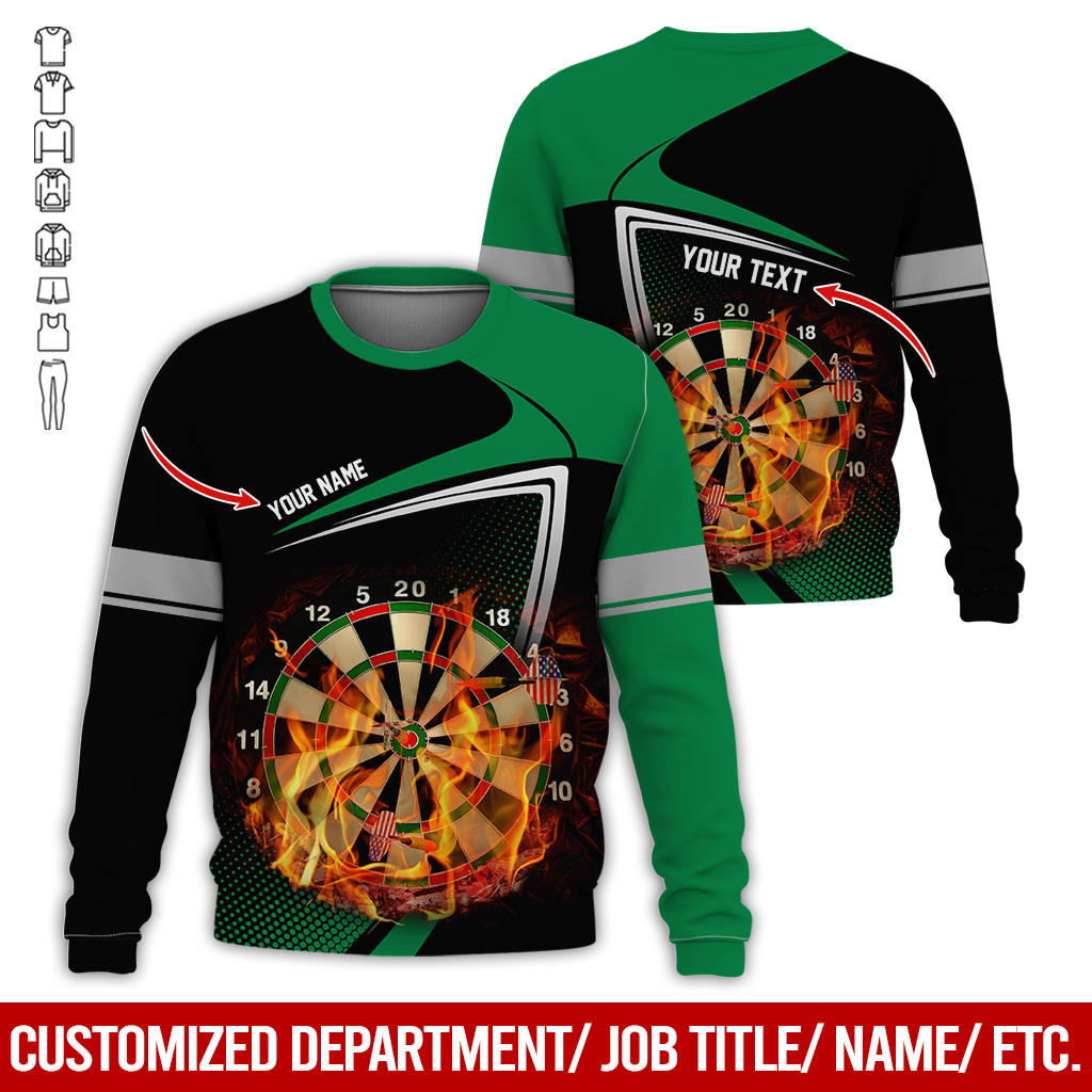 Customized Darts Sweatshirt, Flaming Dartboards Pattern Black & White Sweatshirt For Men & Women, Perfect Gift For Darts Lovers, Friend, Family