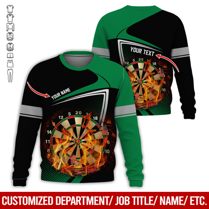 Customized Darts Sweatshirt, Flaming Dartboards Pattern Black & White Sweatshirt For Men & Women, Perfect Gift For Darts Lovers, Friend, Family