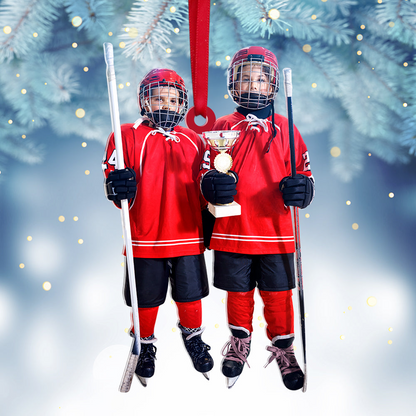 Custom Hockey Acrylic Ornament, Personalized Hockey Photo Ornament, Christmas Tree Decor Acrylic Ornament For Family, Christmas, New Year