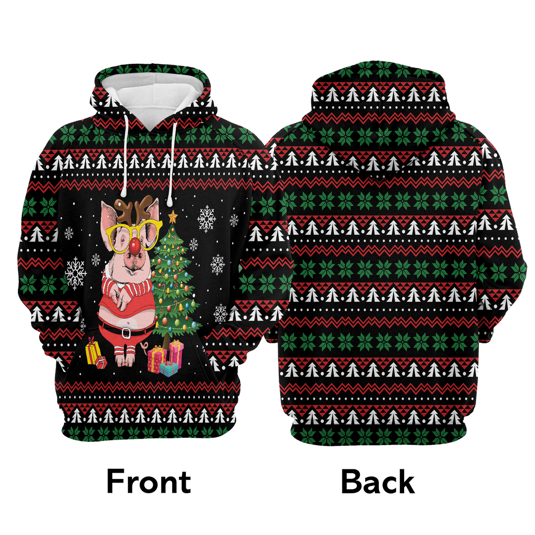 Pig Premium Christmas Hoodie, Pig Reindeer Unisex Hoodie For Men & Women - Perfect Gift For Christmas, Pig Lover