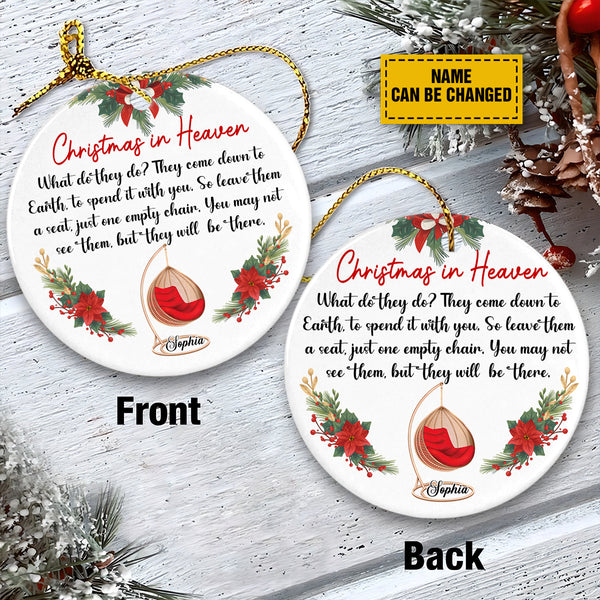 Memorial Ceramic Christmas Ornament - Christmas In Heaven You May Not See Them Ceramic Ornament For Family Member, Holiday Decor