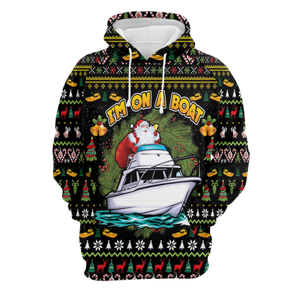 Santa Claus Pullover Premium Hoodie I'm On A Boat, Perfect Outfit For Men And Women On Christmas New Year Autumn Winter