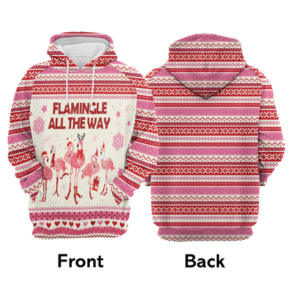 Flamingo Premium Christmas Hoodie, Flamingo Flamingle All The Way Unisex Hoodie For Men & Women - Perfect Gift For Christmas, Friends, Family