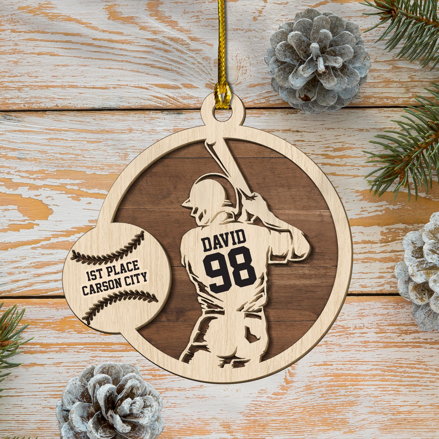 Custom Baseball Wooden Ornament, Personalized Player Wooden Ornament - Perfect Gift For Baseball Lover, Christmas, New Year