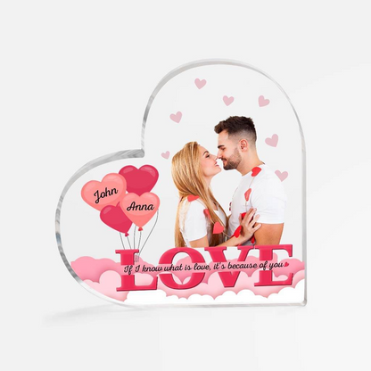 Personalized Couple Acrylic Ornament, Customized If I Know What Is Love It's Because Of You Acrylic Ornament, Best Ornament For Couple