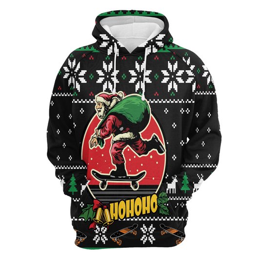 Santa Claus Skateboard Pullover Premium Hoodie, Perfect Outfit For Men And Women On Christmas New Year Autumn Winter