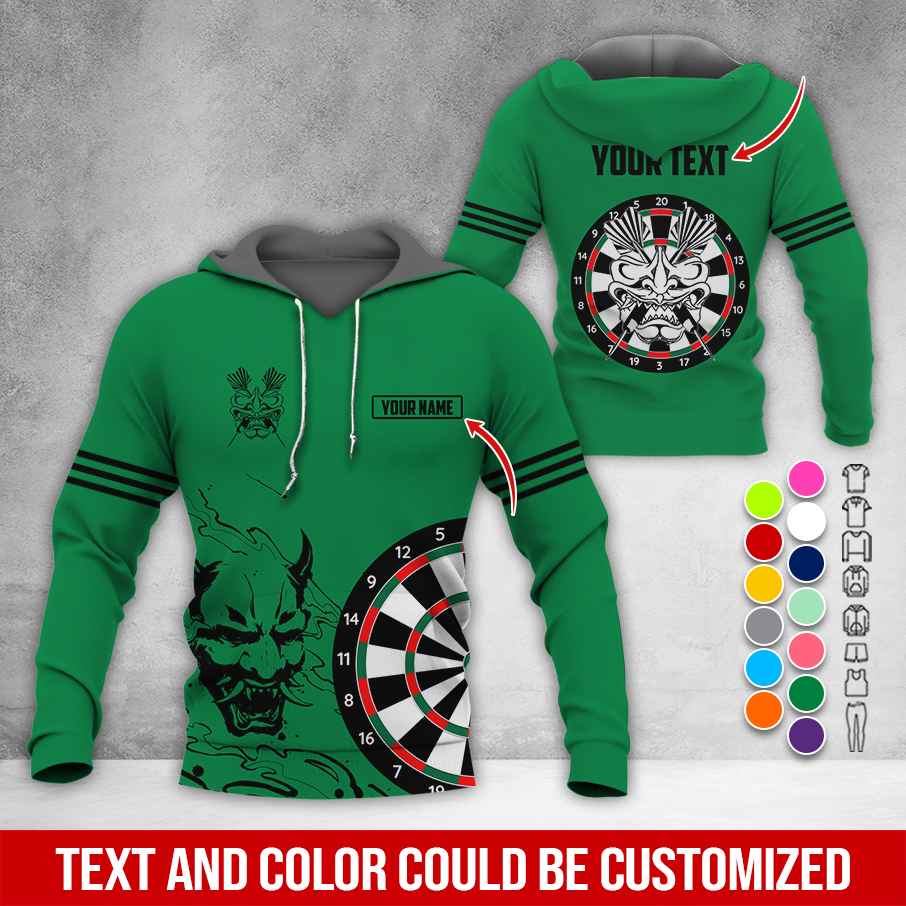 Customized Name & Text Darts Premium Hoodie, Orochimaru Demon Mask Pattern Darts Hoodie, Perfect Gift For Darts Lovers, Darts Player