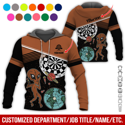 Customized Name & Text Darts Premium Hoodie, Aliens & Space Hoodie, Perfect Gift For Darts Lovers, Friend, Family