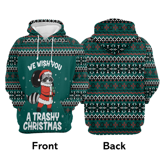 Raccoon Pullover Premium Hoodie We Wish You A Trashy Christmas, Perfect Outfit For Men And Women On Christmas New Year Autumn Winter