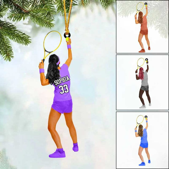 Custom Tennis Acrylic Christmas Ornament, Personalized Woman Tennis Player Acrylic Ornament For Tennis Lover, Christmas, New Year
