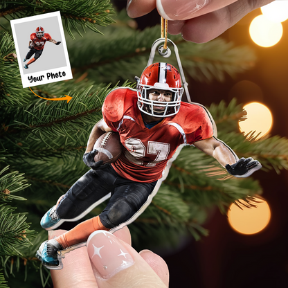 Personalized Acrylic Football Photo Ornament, Custom American Football Players Photo Acrylic Ornament For Christmas, Funny Dog Gift For Football Lovers