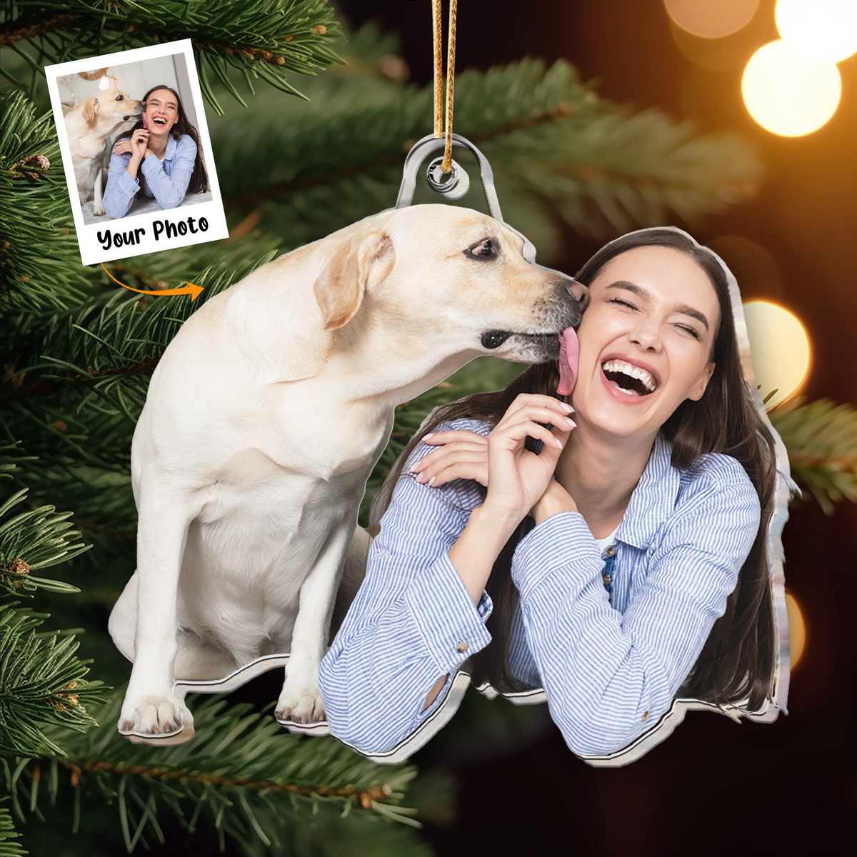 Personalized Acrylic Dog Photo Ornament, Custom Your Cute Dog Photo Acrylic Ornament For Christmas, Perfect Gift For Dog Lovers, Family