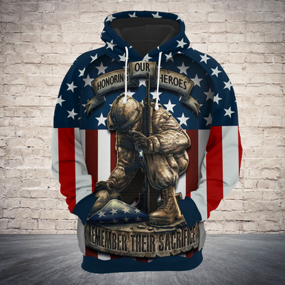 Veteran US Flag Forever Pullover Premium Hoodie Remember Their Sacrifice, Perfect Outfit For Men And Women On Christmas New Year Autumn Winter