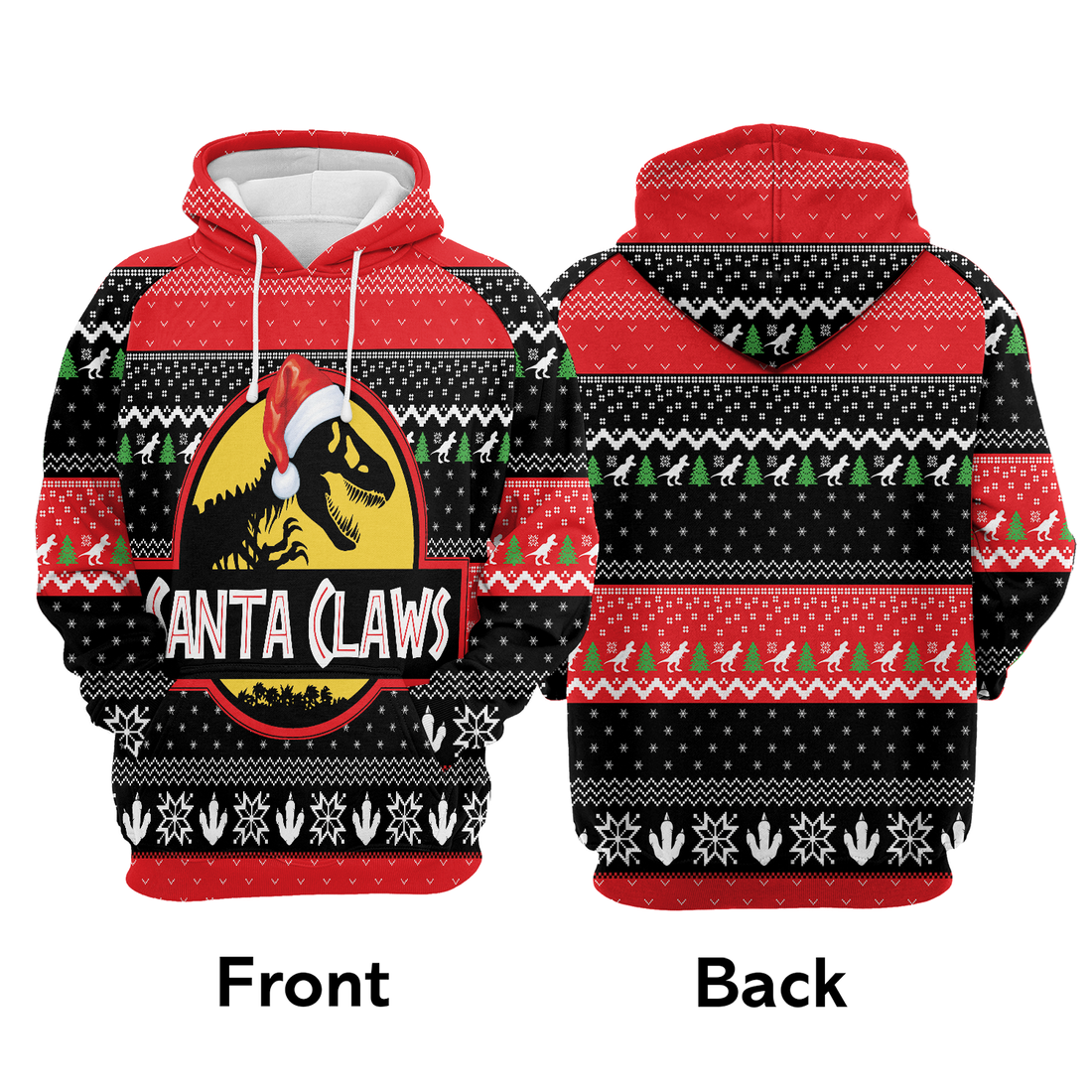 T-Rex Premium Christmas Hoodie, T-Rex Santa Claws Christmas Unisex Hoodie For Men & Women - Perfect Gift For Christmas, T-Rex Lover,Friends, Family
