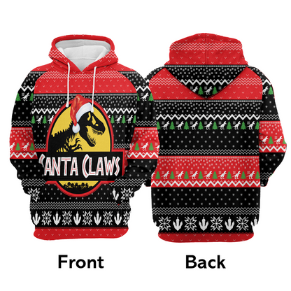 T-Rex Premium Christmas Hoodie, T-Rex Santa Claws Christmas Unisex Hoodie For Men & Women - Perfect Gift For Christmas, T-Rex Lover,Friends, Family