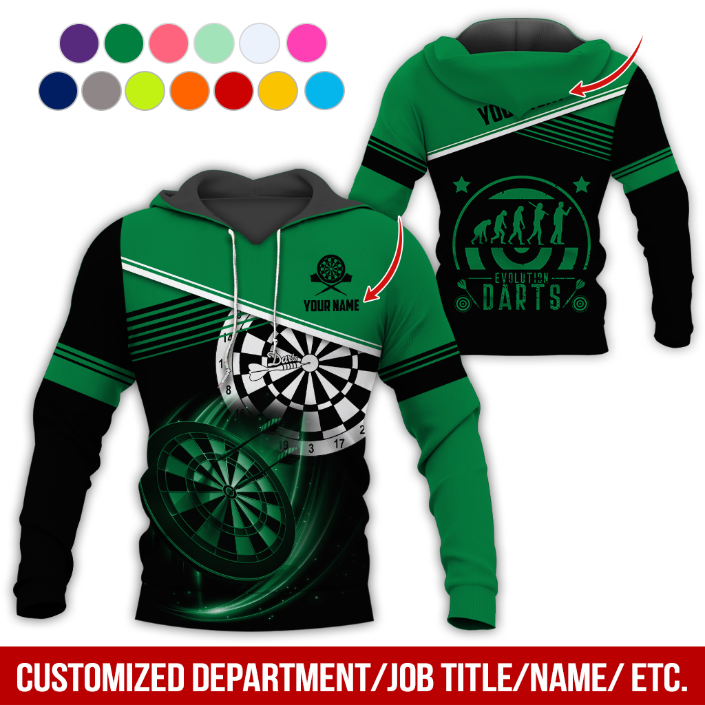 Customized Name & Text Darts Skull Premium Hoodie, Evolution of Darts Player Darts Hoodie, Perfect Gift For Darts Lovers, Darts Player
