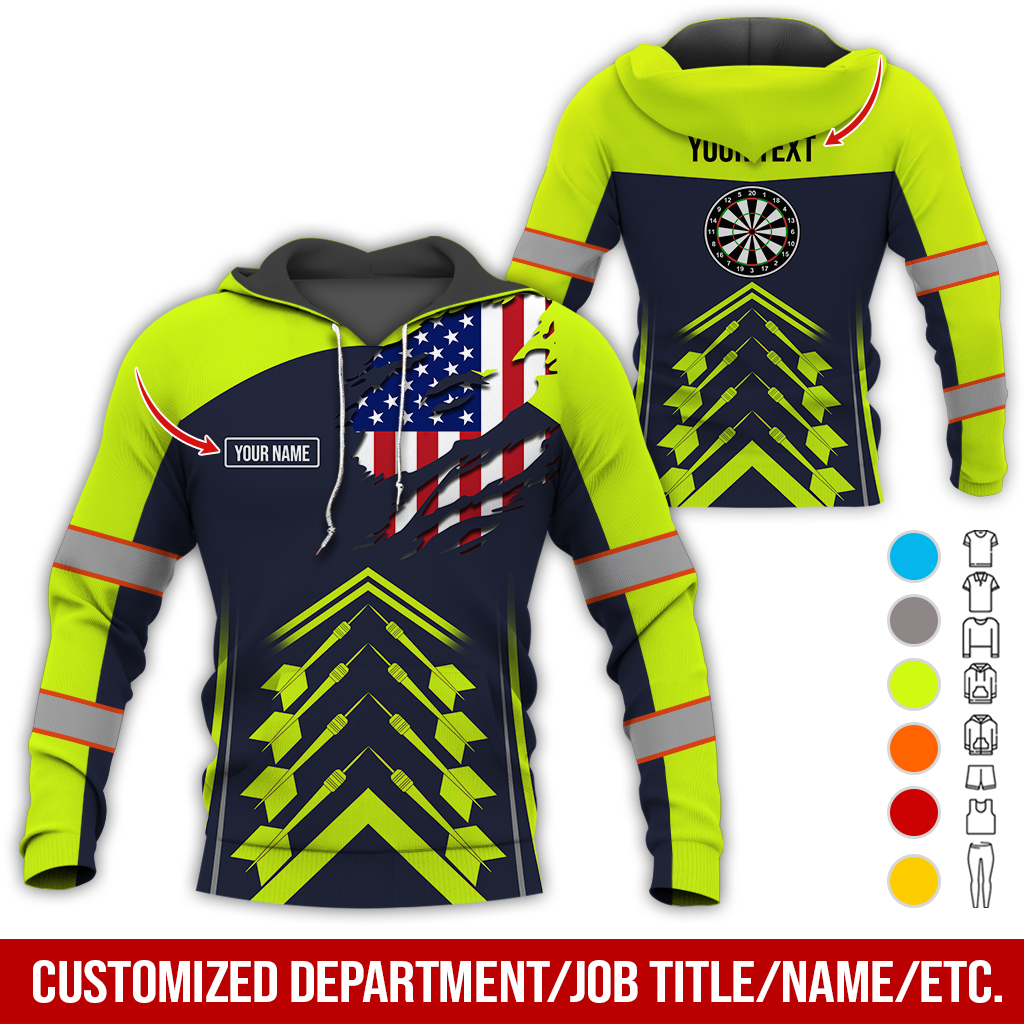 Customized Name Darts Premium Hoodie, American Flag Pattern Hoodie For Men & Women, Perfect Gift For Darts Lovers, Friend, Family
