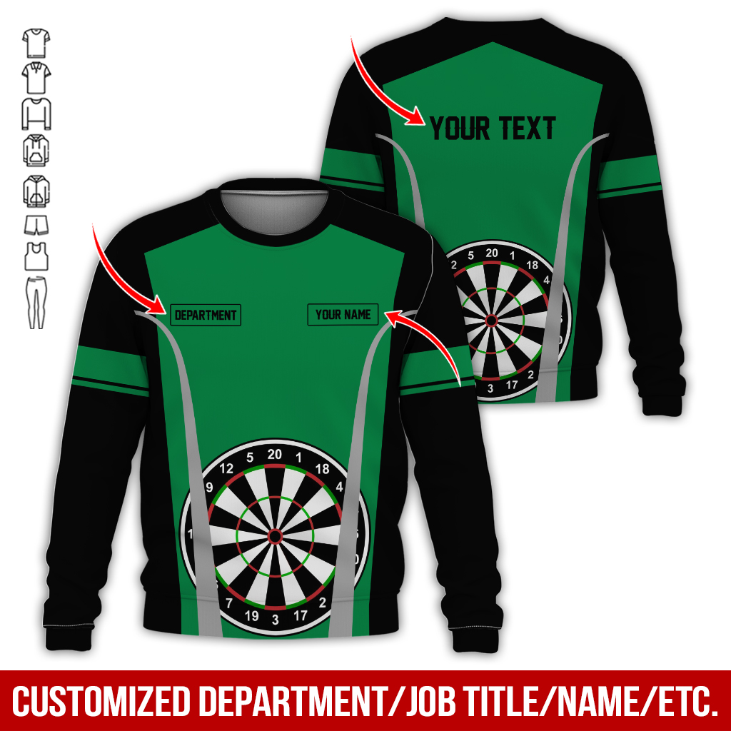 Customized Darts Sweatshirt, Personalized Name, Text & Department Sweatshirt, Play Darts Pattern Sweatshirt, Perfect Gift For Darts Lovers, Friend, Family