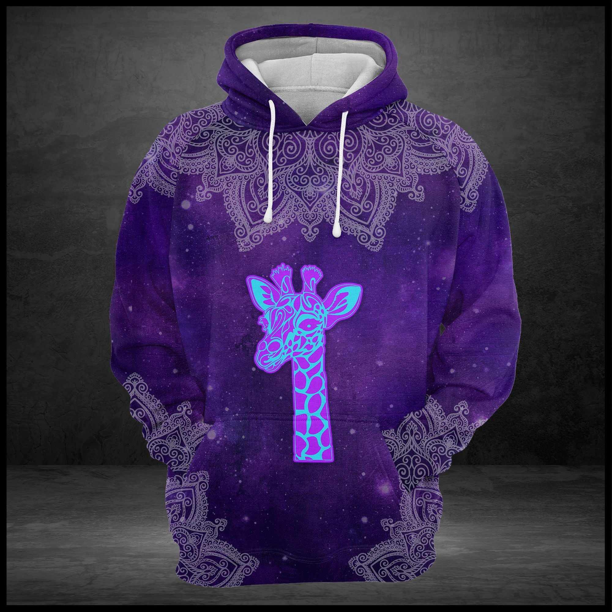 Awesome Purple Giraffe Mandala Pullover Premium Hoodie, Perfect Outfit For Men And Women On Christmas New Year Autumn Winter
