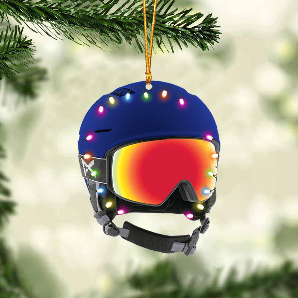 Custom Baseball Acrylic Ornament, Personalized Skiing Helmet With Christmas Light Acrylic Ornament For Baseball Lover, Christmas, Family