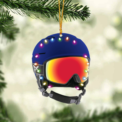 Custom Baseball Acrylic Ornament, Personalized Skiing Helmet With Christmas Light Acrylic Ornament For Baseball Lover, Christmas, Family