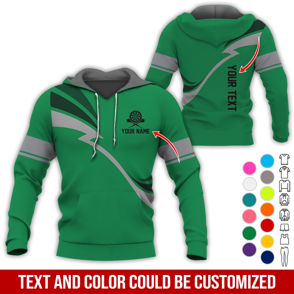 Personalized Darts Premium Hoodie, Customized Name & Text Lightning Pattern Darts Hoodie, Perfect Gift For Darts Lovers, Friend, Family