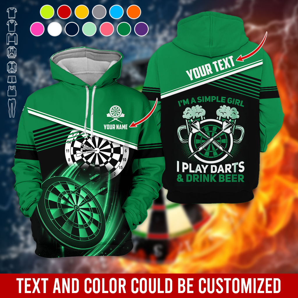 Customized Name & Text Darts Premium Hoodie, I'm A Simple Girl Darts Hoodie, Perfect Gift For Darts Lovers, Darts Player