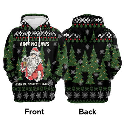Santa Premium Christmas Hoodie, Ain‘t No Laws When You Drink With Claus Unisex Hoodie For Men & Women - Perfect Gift For Christmas, Beer Lover