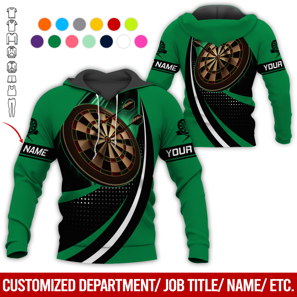 Customized Name Darts Premium Hoodie, Black Spot Pattern Darts Hoodie, Perfect Gift For Darts Lovers, Friend, Family