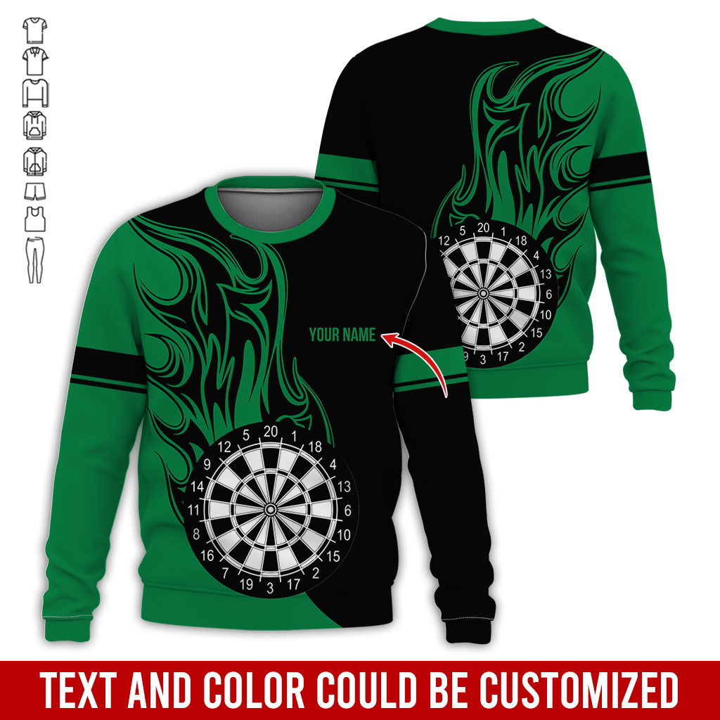 Customized Darts Sweatshirt, Personalized Name Sweatshirt, Fire Dartsboards Pattern Sweatshirt For Men & Women, Perfect Gift For Darts Lovers, Friend, Family