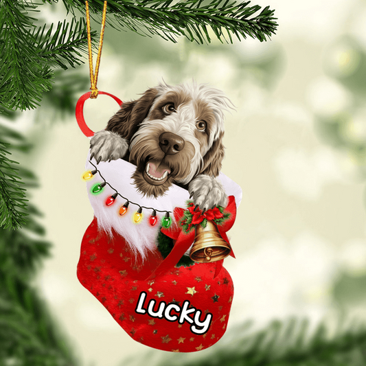 Custom Dog Acrylic Christmas Ornament, Personalized Spinone Italiano In Stocking Christmas Acrylic Ornament for Dog Lover, New Year