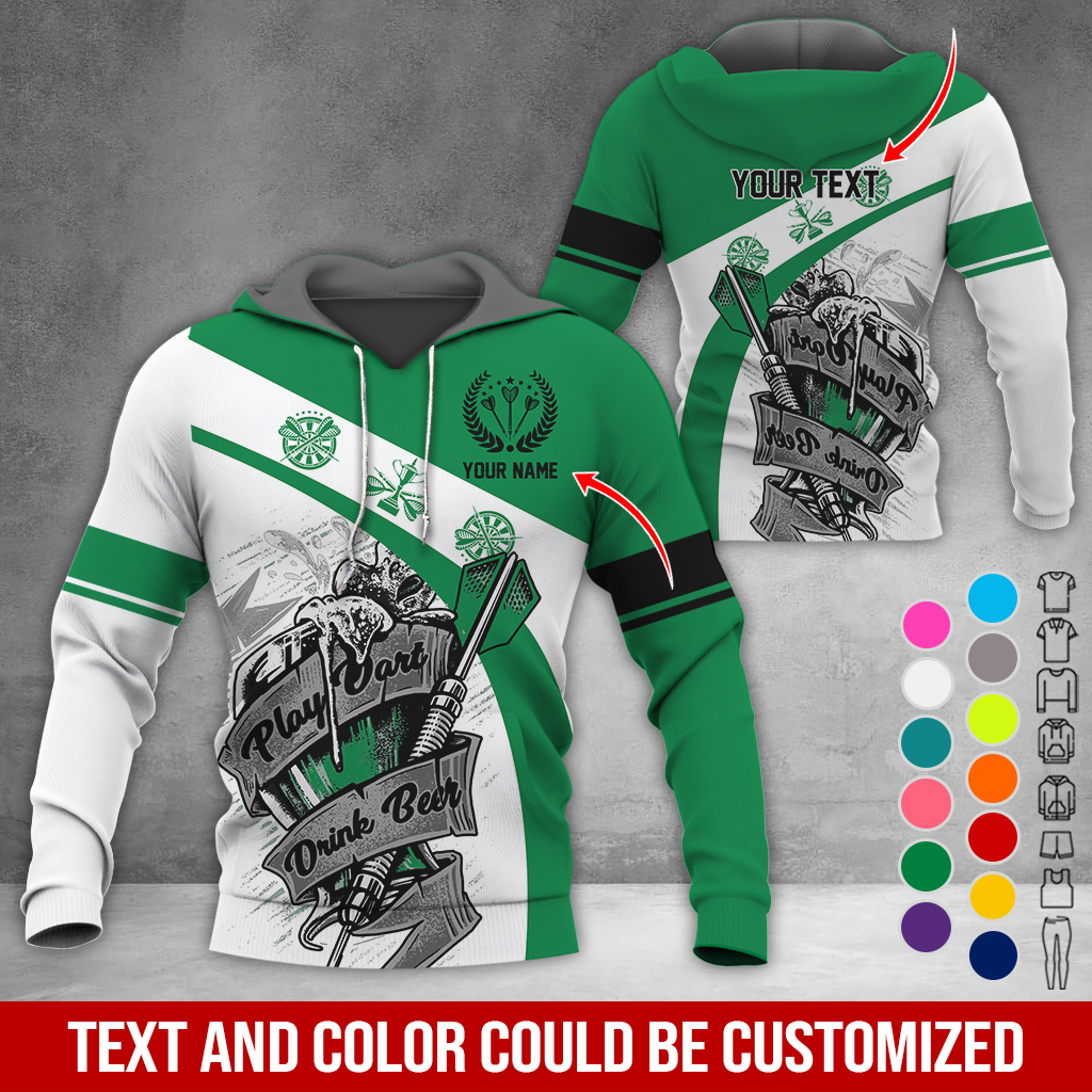 Personalized Name & Text Darts Premium Hoodie, Play Darts Drink Beer Hoodie, Perfect Gift For Darts Lovers, Friend, Family