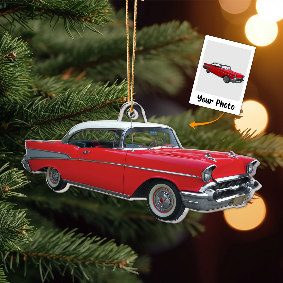 Personalized Acrylic Car Photo Ornament, Custom Your Favorite Car Acrylic Ornament For Christmas, Best Gift For Car Lover, Christmas