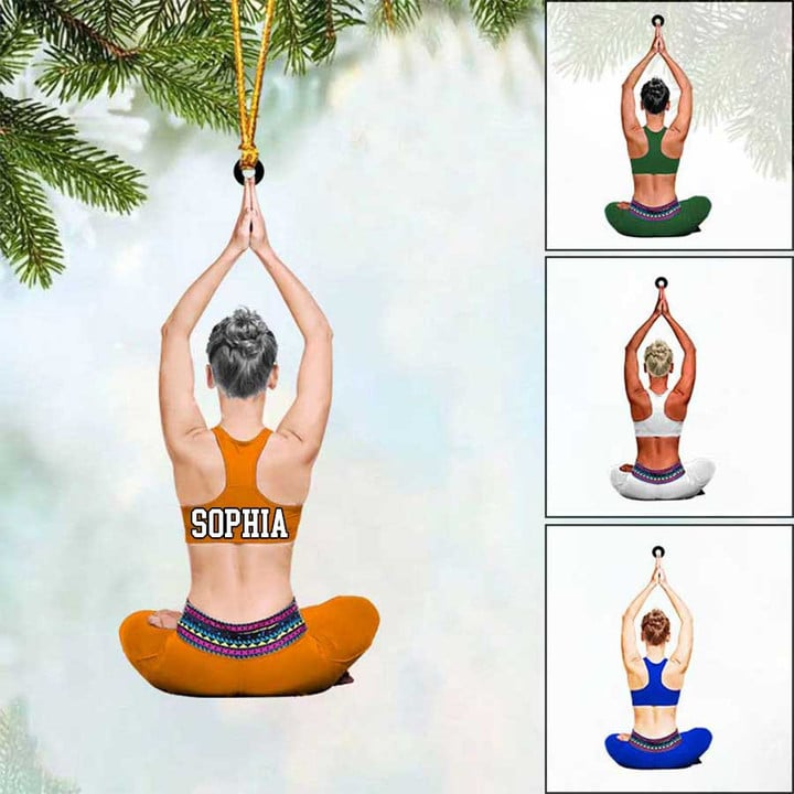 Custom Yoga Acrylic Christmas Ornament, Personalized Yoga Meditator Acrylic Ornament For Yoga Lover, Christmas, New Year