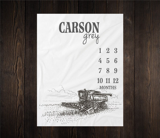Combine Baby Milestone Blanket With Customized Name For Baby Boy Nursery, Son, Grandson