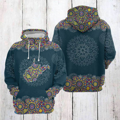West Virginia Mandala Pattern Pullover Premium Hoodie, Perfect Outfit For Men And Women On Christmas New Year Autumn Winter