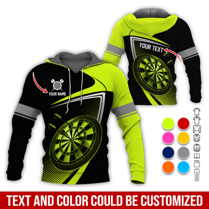 Customized Name & Text Darts Premium Hoodie, Personalized Color Spot Pattern Darts Hoodie, Perfect Gift For Darts Lovers, Darts Player